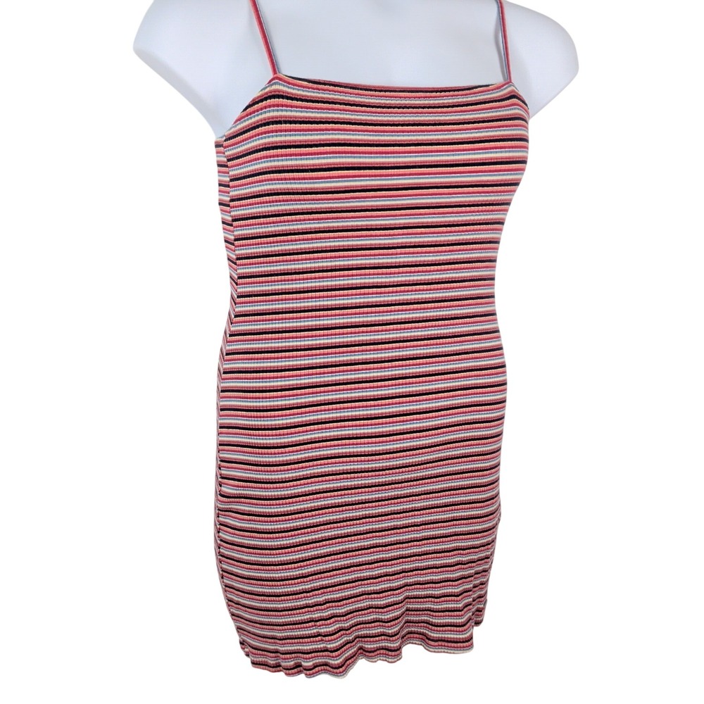 Hollister Pink Stripe Ribbed Bodycon Mini Dress Size Small 90s Y2K Grunge Indie